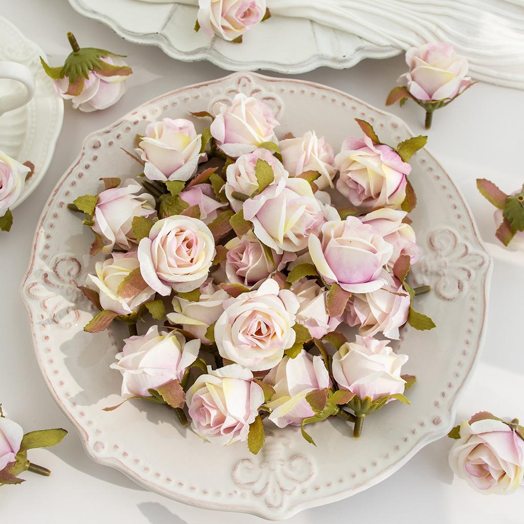 Artificial Flower Silk Rose Head Valentine's Wedding bridal bouquet Decora home Room Outdoor Garden Party DIY Hairpin Gift Box