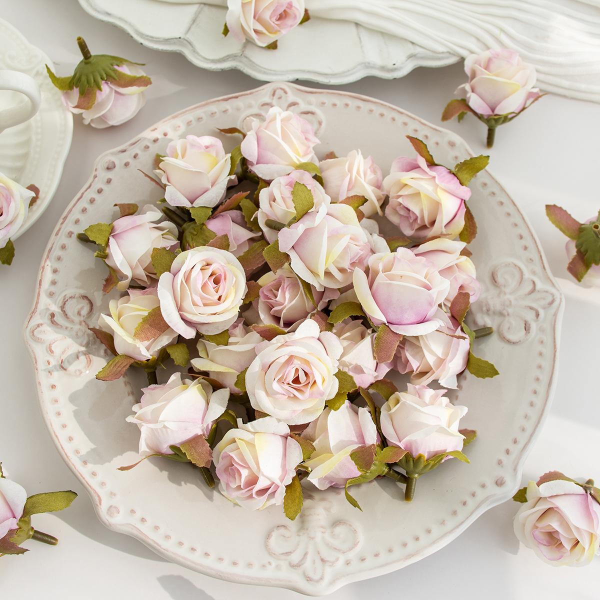 

10/20PCS Artificial Flower Silk Rose Head Festival Wedding Bridal Bouquet Decora Home Room Outdoor Garden DIY Hairpin Gifts Box 10 pcs