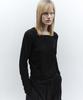 INSILENCE WOMEN Square Neck Shirred Top Black