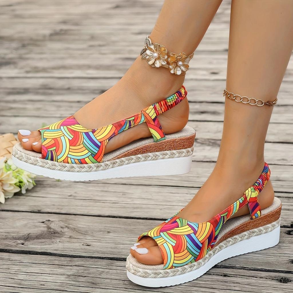 Fashion New Summer Elegant Round-toe Wedge Banquet High Heels for Women Fashion Comfortable Fish Mouth Thick Sole Sandals for Women