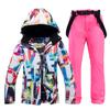 -30, Women Snow Wear Suit Sets, Snowboard Clothing, Waterproof, Winter Costume, Ski Jacket and Strap Pant, Belt Bibs for Female