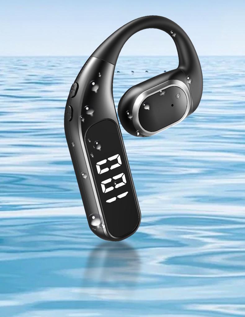 Bluetooth Wireless Stereo Ear-Hook Headset with Digital Display - Universal Fit