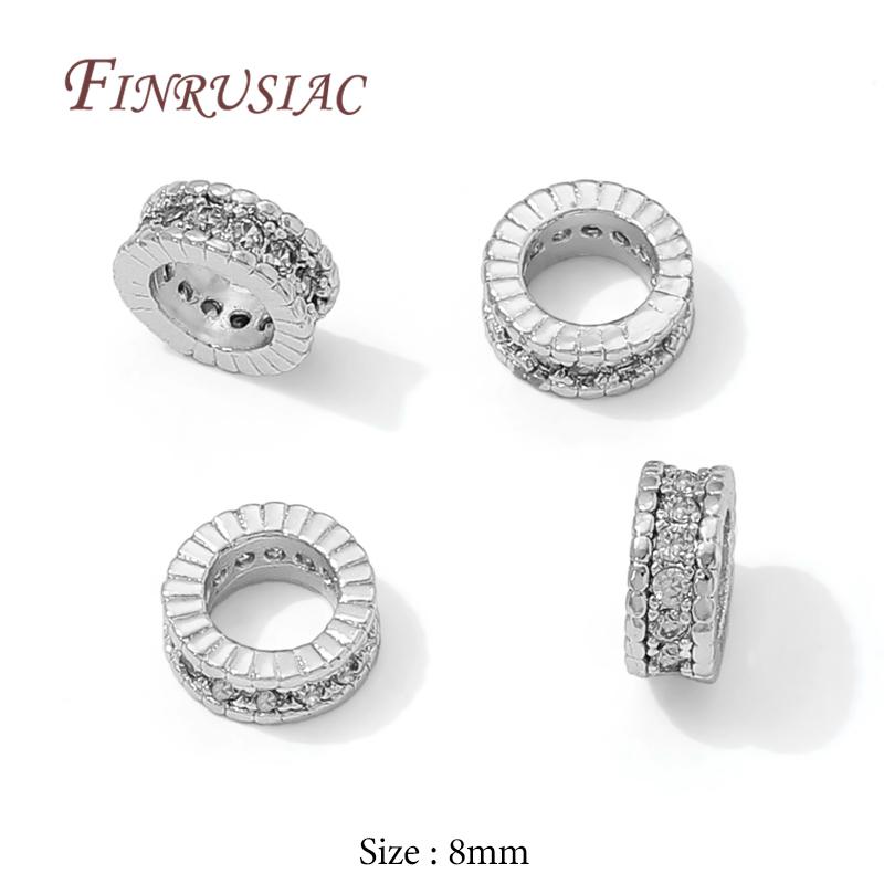 4mm 6mm 8mm 18K Gold Plated Brass with Zircon Round Spacer Beads For Beading,Metal Separator Beads,DIY Jewelry Making Supplies