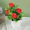 Simulated Potted Plant Artificial Rose Potted Plant Realistic Artificial Rose Bonsai Decor Set Vibrant Color For Home For Room