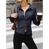 Mode Chemise Rayée Coupe Ajustée pour Femme Manches Longues Blouse Élégante Col de Chemise Bureau Décontracté Hauts Courts Simples Simples Printemps Été Streetwear Vêtements de Base