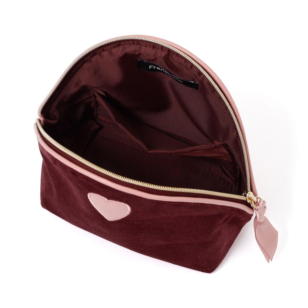 Franc Franc Japan Heart Patch Velour Pouch S Brown