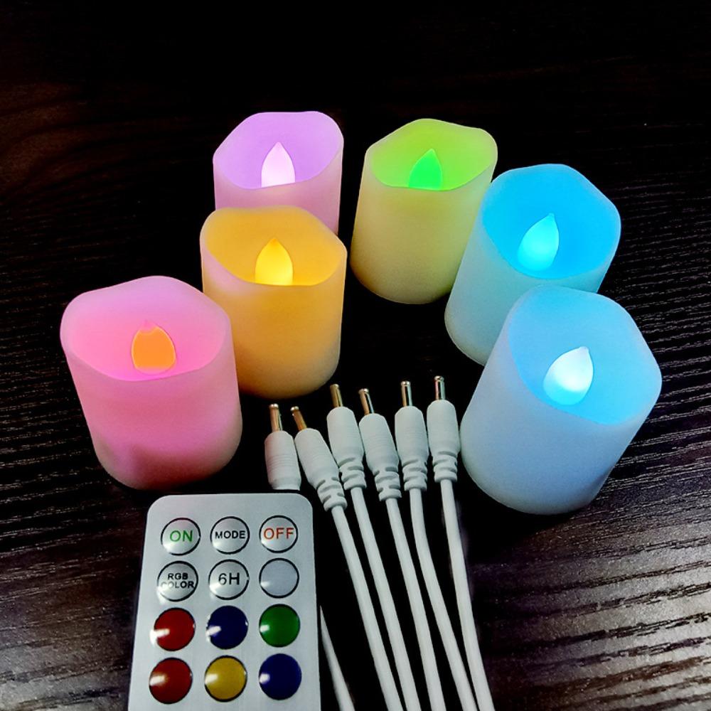 6pcs Rechargeable LED Flameless Candle Timer Function Realistic Flame LED Tea Light Remote Control Dimmable Candle Light