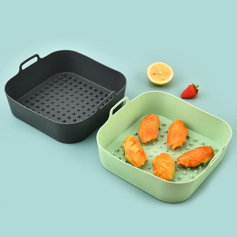Revêtements de friteuse à air en silicone épais et réutilisables, carrés, pour remplacer le papier sulfurisé.
