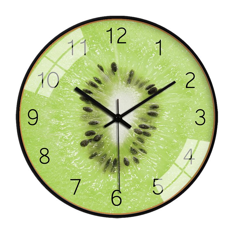 8" Cartoon Fruit Wall Clock: Modern Watermelon, Orange, Kiwi Design