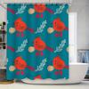 Red Cardinal Fish Pattern Shower Curtain Waterproof Home Decoration Printed Bathroom Curtains Blue