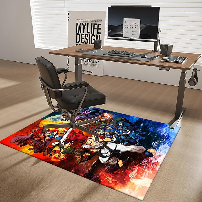 1pc Street Fighter Anime Cartoon Design Office Chair Mat, Anti-Slip Carpet for Home Decor, Suitable for All Seasons, Perfect Gift for Fans.U008