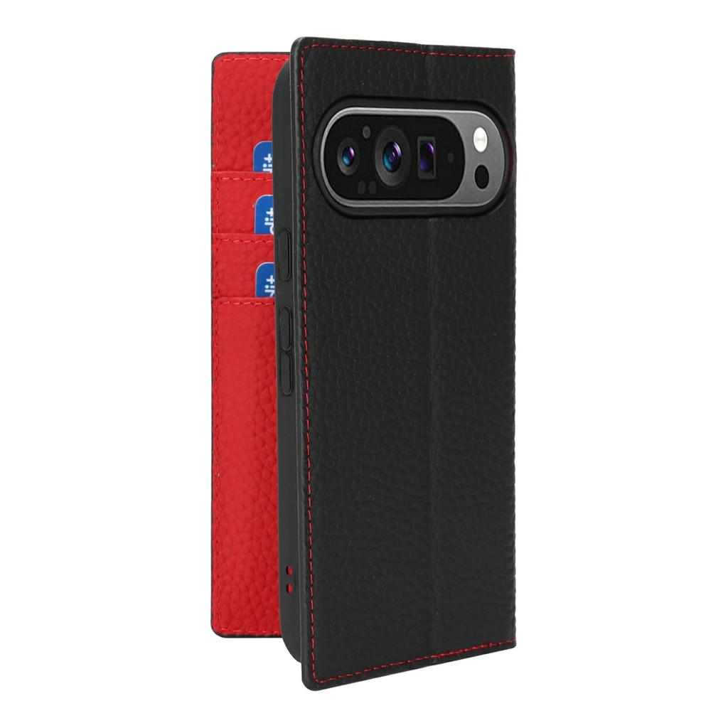 For Google Pixel 10/10 Pro Wallet Case Genuine Cow Leather Phone Cover Litchi Texture