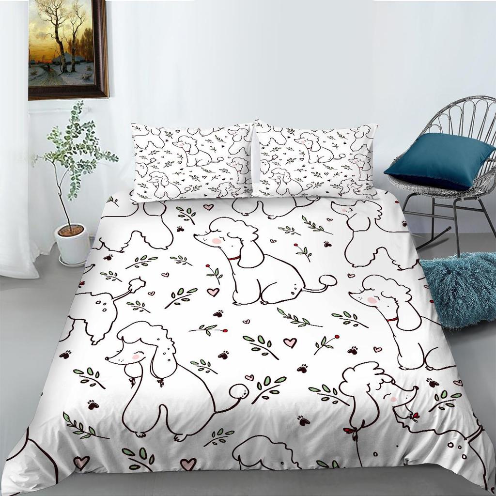 3D Printed Dog Bedding, Animal Down Duvet Cover, Pillowcase 2/3pc, Men's Kid Teens Cover Gift, King Queen Bed, All Sizes