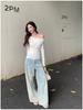 Women's Asymmetrical Off-Shoulder Slim-Fit Long Sleeve Top in White - Autumn 2025 Design