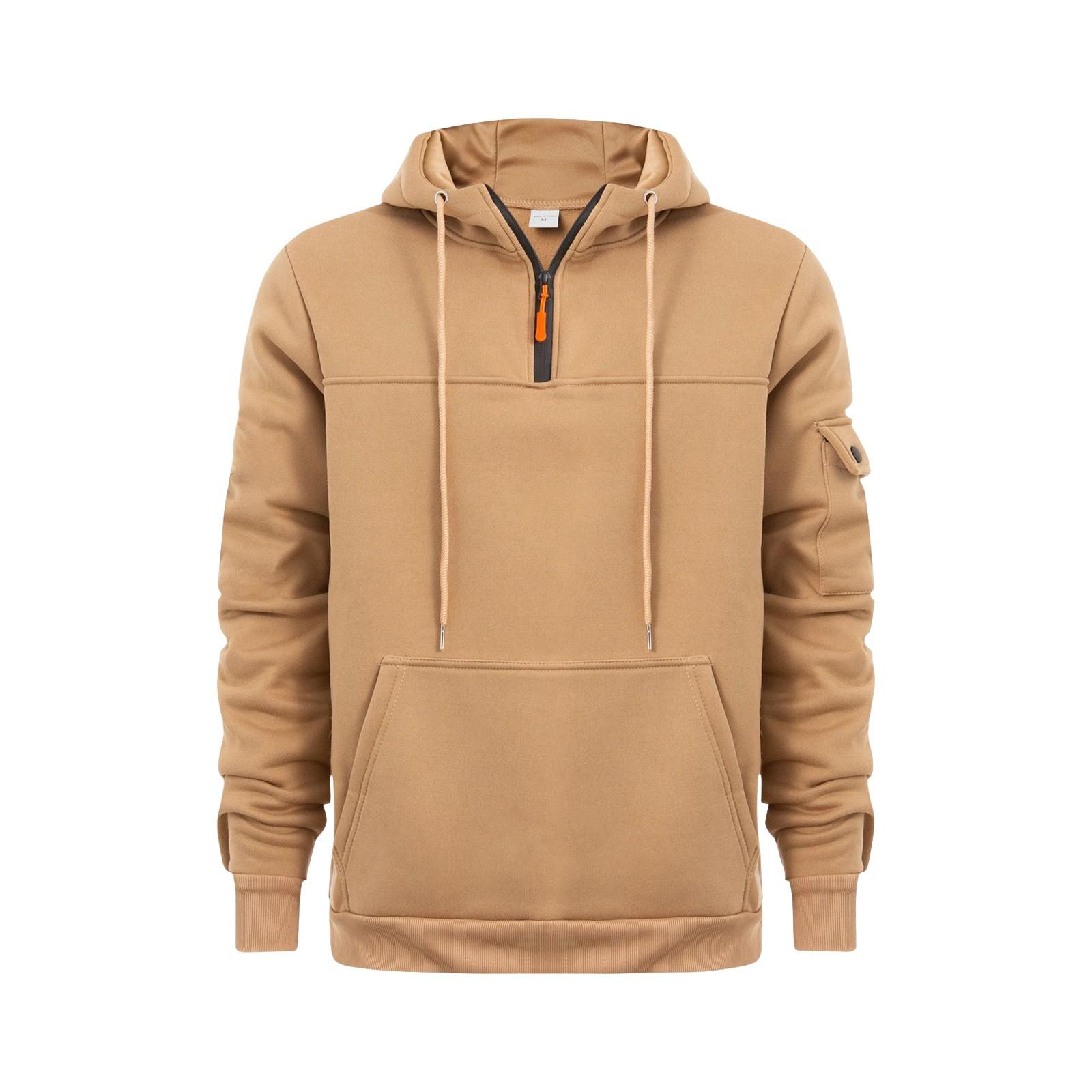 

Мужская толстовка с капюшоном на молнии, карманный кардиган, мужская спортивная повседневная толстовка большого размера M верблюд