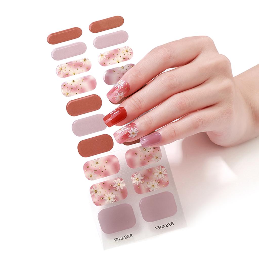 20 Tips Semi-Cured Gel Nail Patch Adhesive Sliders Long Lasting Full Cover Nail Stcikers Gel LED UV Lamp Neede