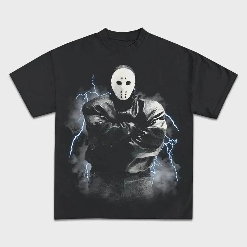 Vintage Hockey Mask Graphic Boxy T-Shirt, oversized, graphic, t-shirt, L