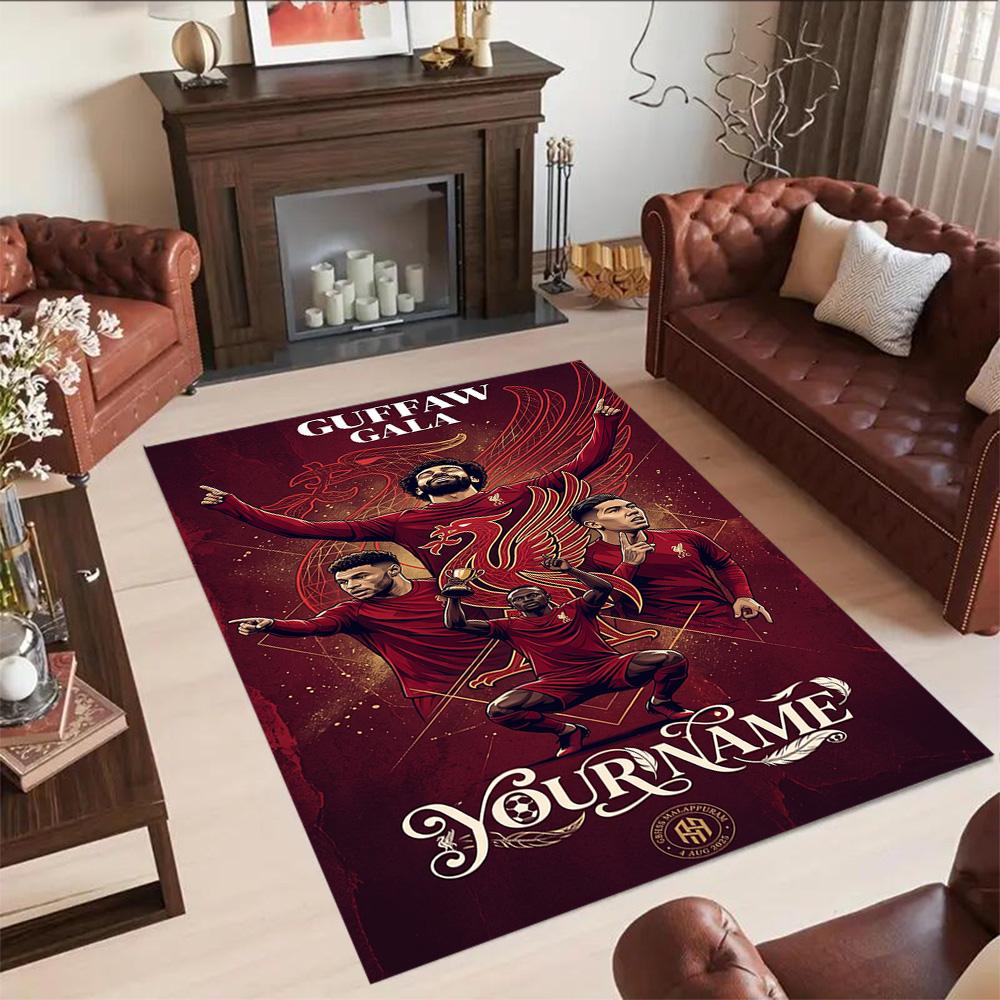 Liverpool Fc Personalized Name Floor Rug Office Rug Design For Game Room Hallway Bedrooms Living Rooms Antislip Carpet Anime Office Decor