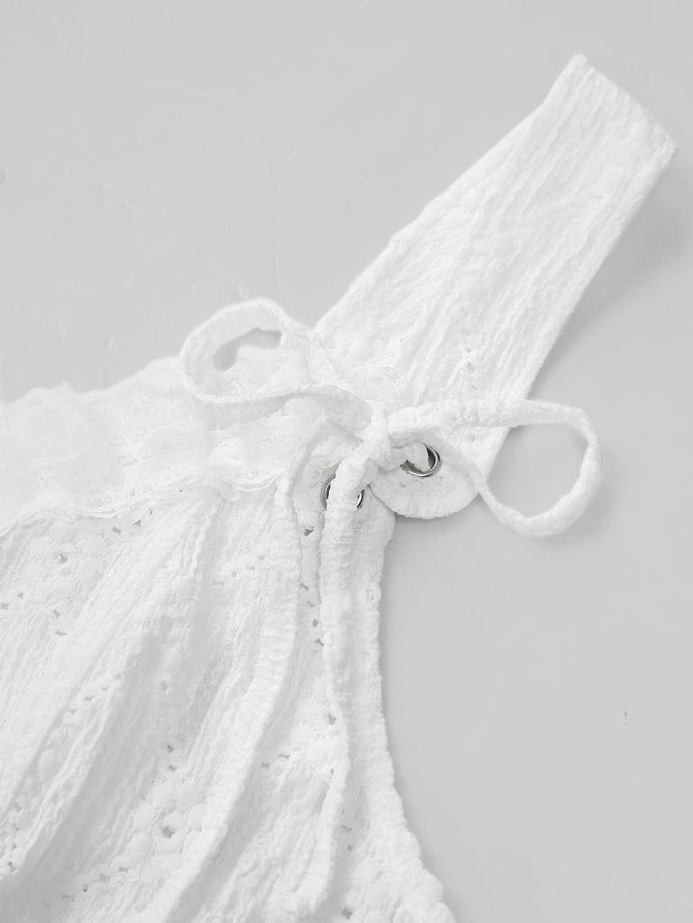 Rosegal Gothic Korsett mit Ösen, Schnürung, strukturiertem Spitzenbesatz, Rüschen und Struktur