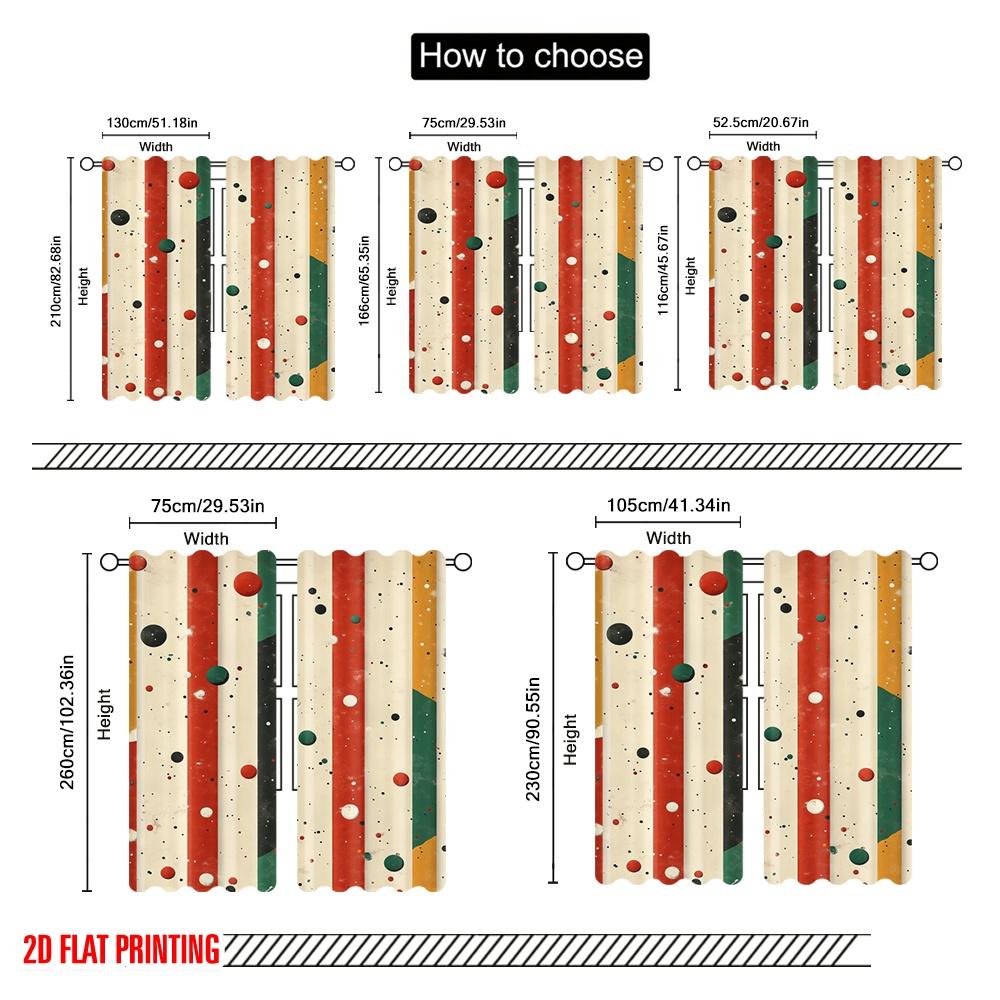 2pcs,2D plane printing Light Filtering Curtains Retro Dotscape 100% Polyester (without rod) All Seasons Use for Bedroom, Living