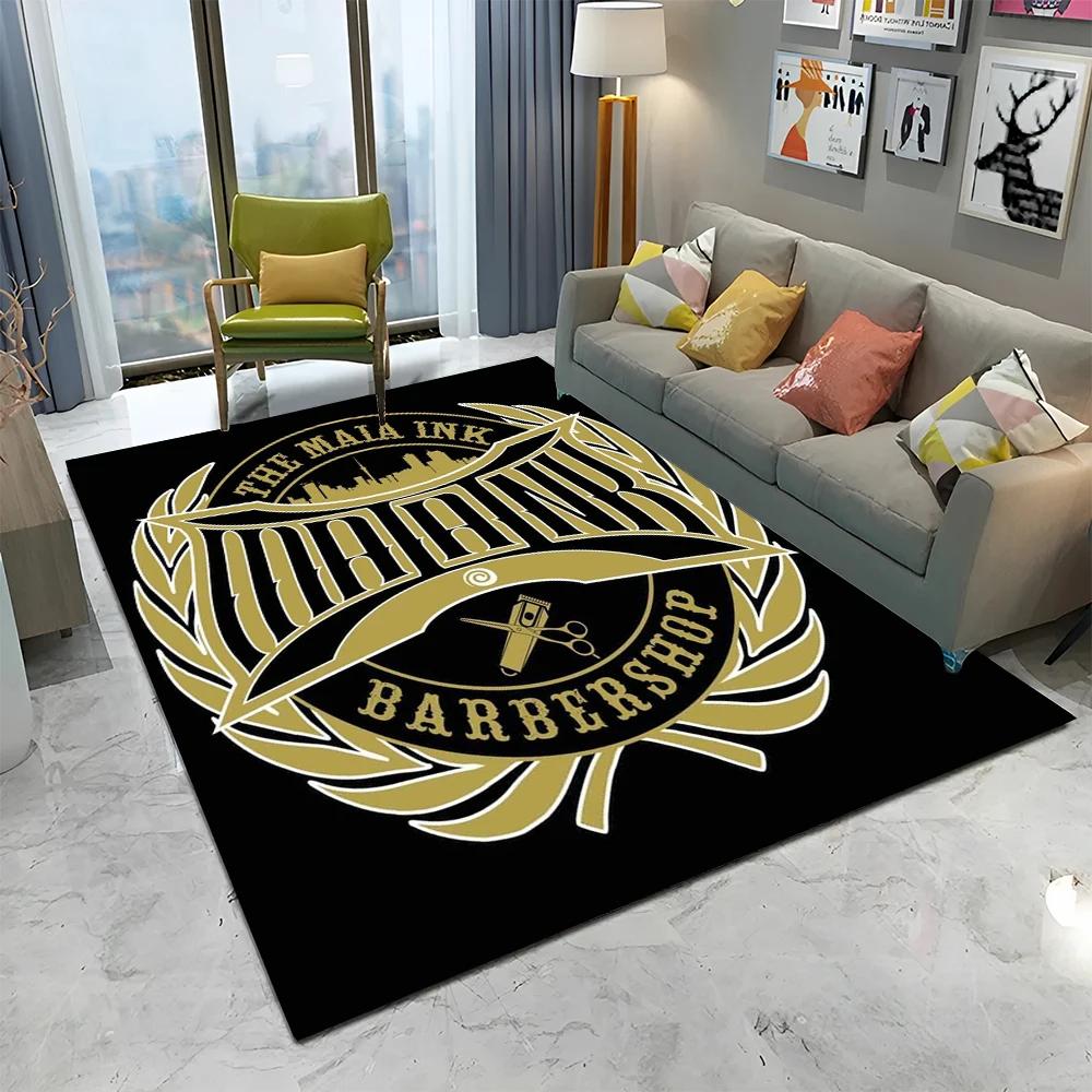 3D Holičství Lebka Vintage Znamení HD Koberec Kobereček pro Domov Obývací Pokoj Ložnice Pohovka Rohožka Dekor, Dětský Koberec Protiskluzová Podložka na Podlahu