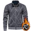 Autumn and Winter Men's Plus Velvet Thick Cardigan Sweater Fashion Solid Color Large Size Stand-up Collar Knitted Jacket