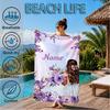 Custom Name Floral Princess Beach Towel Microfiber Beach Towel, Lightweight and Quick-Dry, for Summer Travel, Swimming Pool Gift