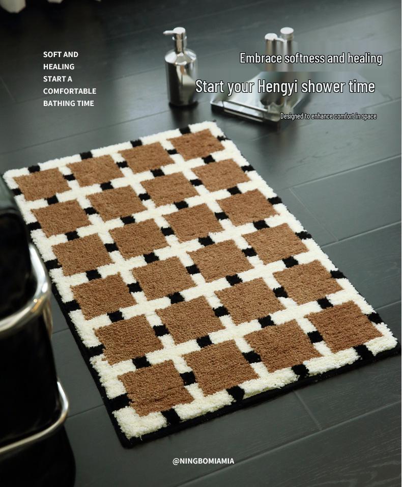 Vintage Style Ultra-Soft Non-Slip Bathroom Mat - Machine Washable Rug for Toilet, Bedroom, or Entrance.