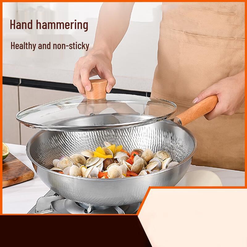 ZISIZ 304 Stainless Steel Non-stick Wok