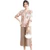 Mom's Summer Casual Plus-Size Floral Top & Shorts Set for Middle-Aged Women