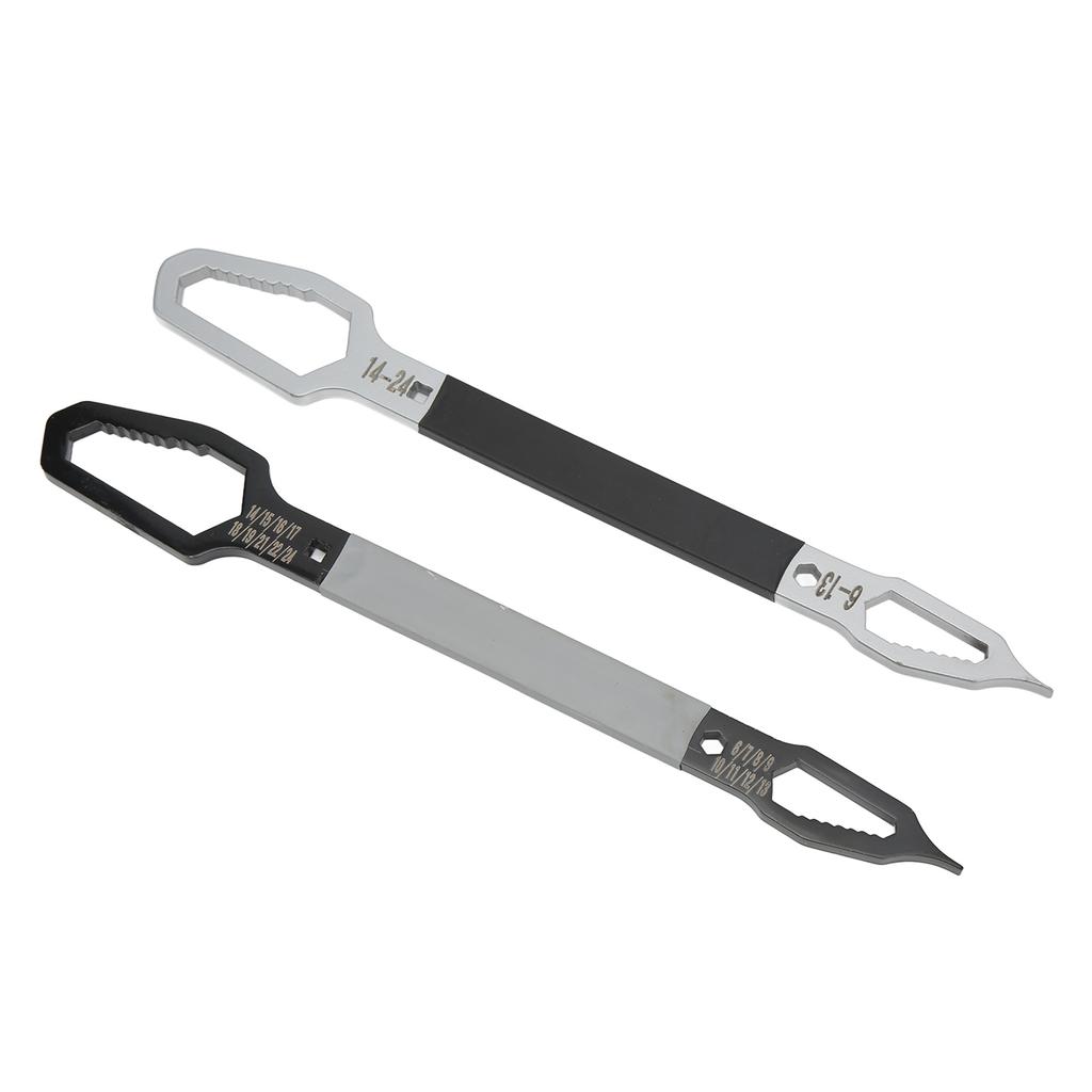 2Pcs Wrench 6?24mm Double End Self Tightening Multifunctional Hand Tool Set Kit for Repair