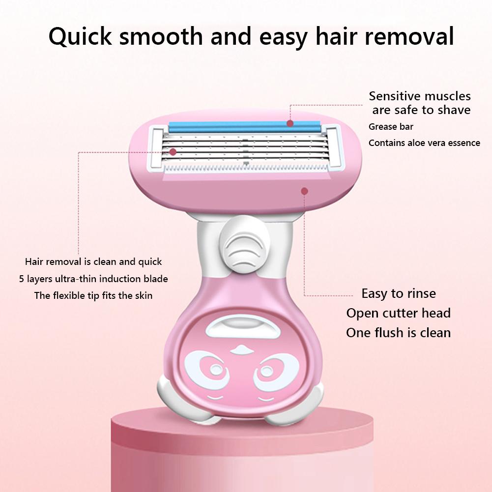 Women Portable Shaver Moisturizing Shaver 5 Blades Razor Safety Razor Blades Face/ Leg/ Armpit/ Bikini Beauty Hair Removal