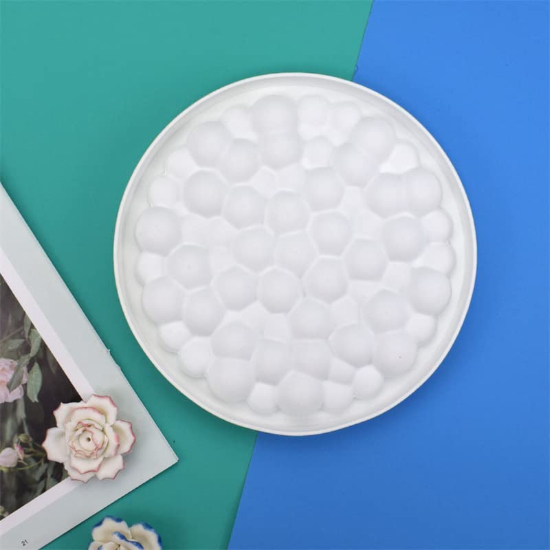 Silica Gel French Mousse Cake Mold, 3D Baking Supplies, DIY Chocolate Soap Candle Mold, 8-Inch Round with Air Bubbles