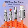 120W Fast Charging Zinc Alloy 3-in-1 Data Cable for Apple/Type-C/Android