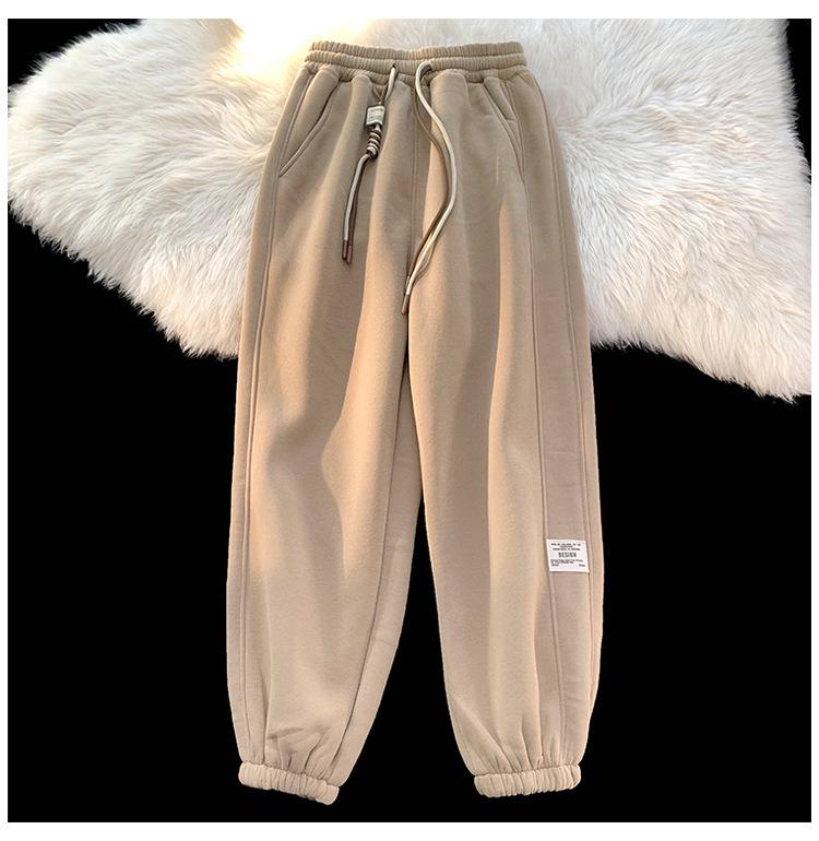 Men's Fleece-Lined Thickened Sweatpants: Autumn/Winter 2024, Loose Straight-Leg Cuffed Casual Sports Pants