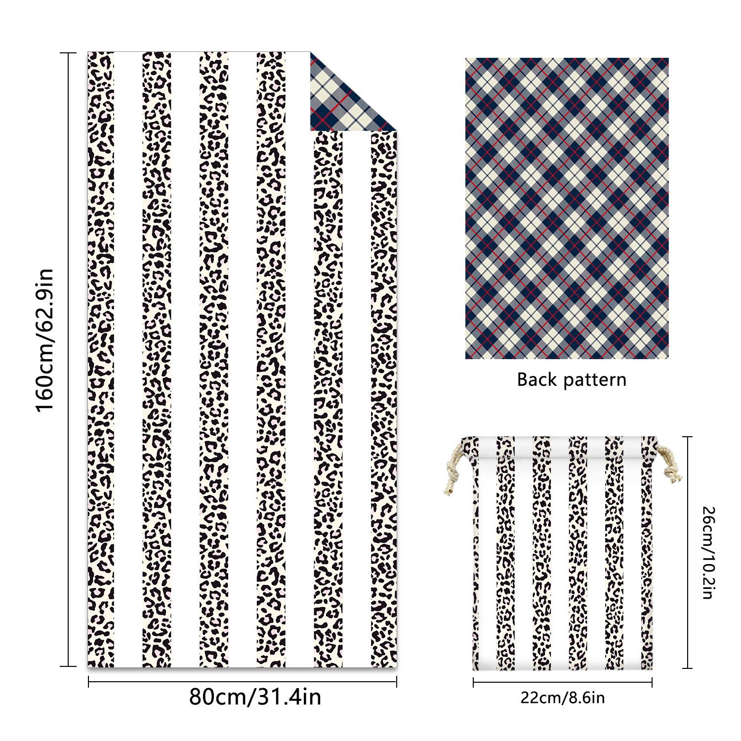 2026 Stripe Series Double-sided Fleece Beach Towel Microfiber Towel Printed Bath Towel 80*160