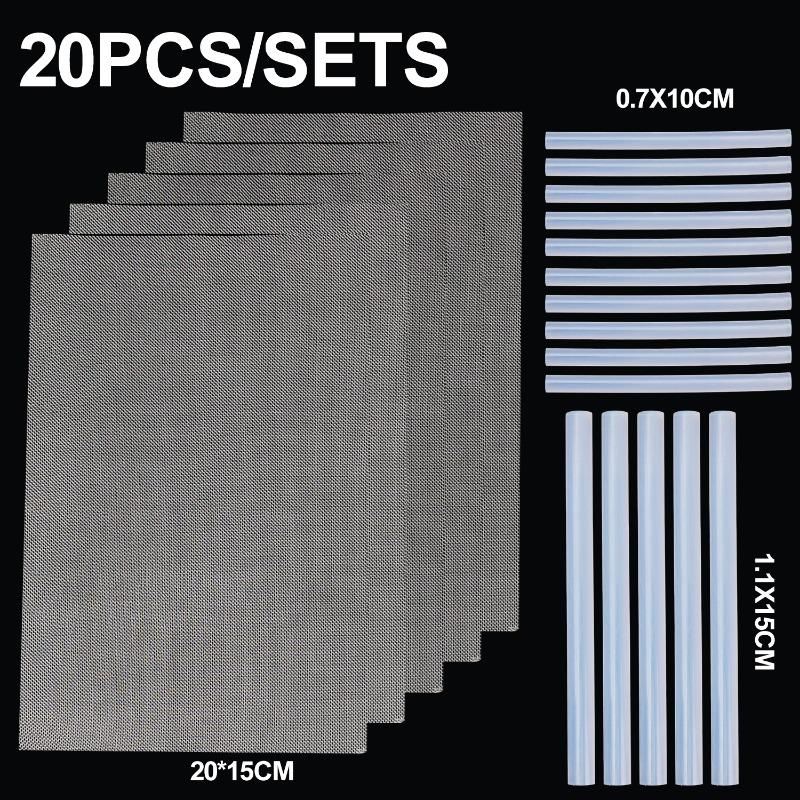 

20pcs Car Repair Melt Adhesive Stick Set Stainless Steel Crack Patches Trimmable Welding Wire Mesh Auto Repairing Accessories