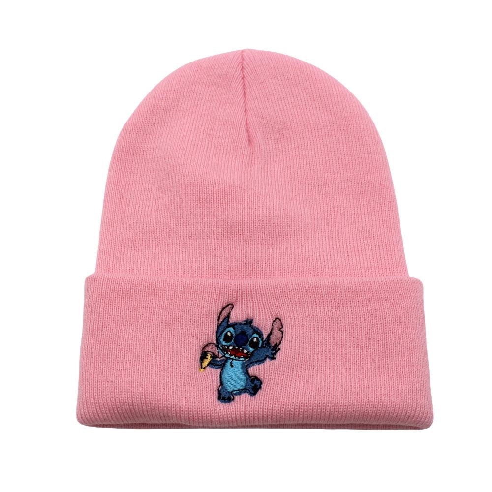 Stitch Knitted Embroidered Hat Anime Peripheral Autumn And Winter Outdoor Warm Hair Hat Elastic Cold Hat Adults And Kids Gifts