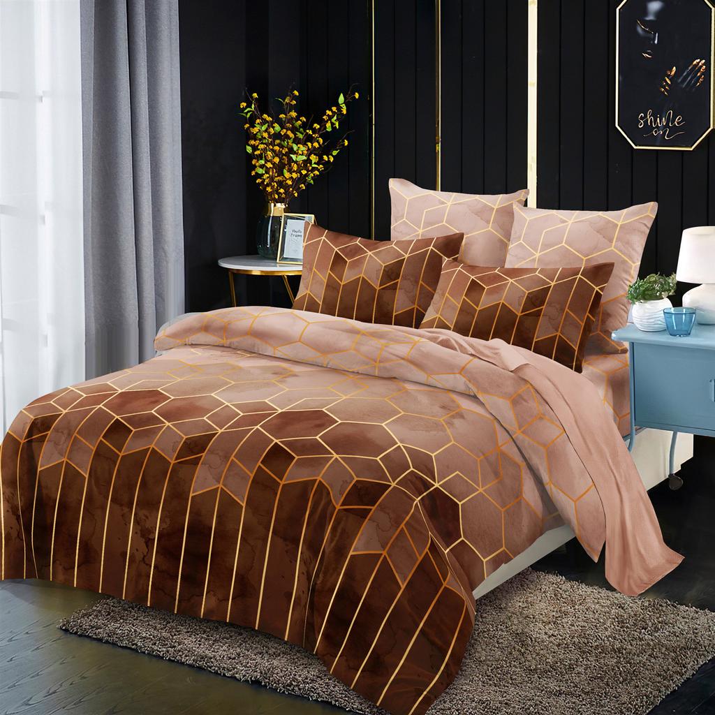 12 spalvų patalynė, vientisa auksinė paauksuota linija, geometrinis elementas, patogi pagalvės užvalkalas, antklodės užvalkalas, trijų dalių komplektas