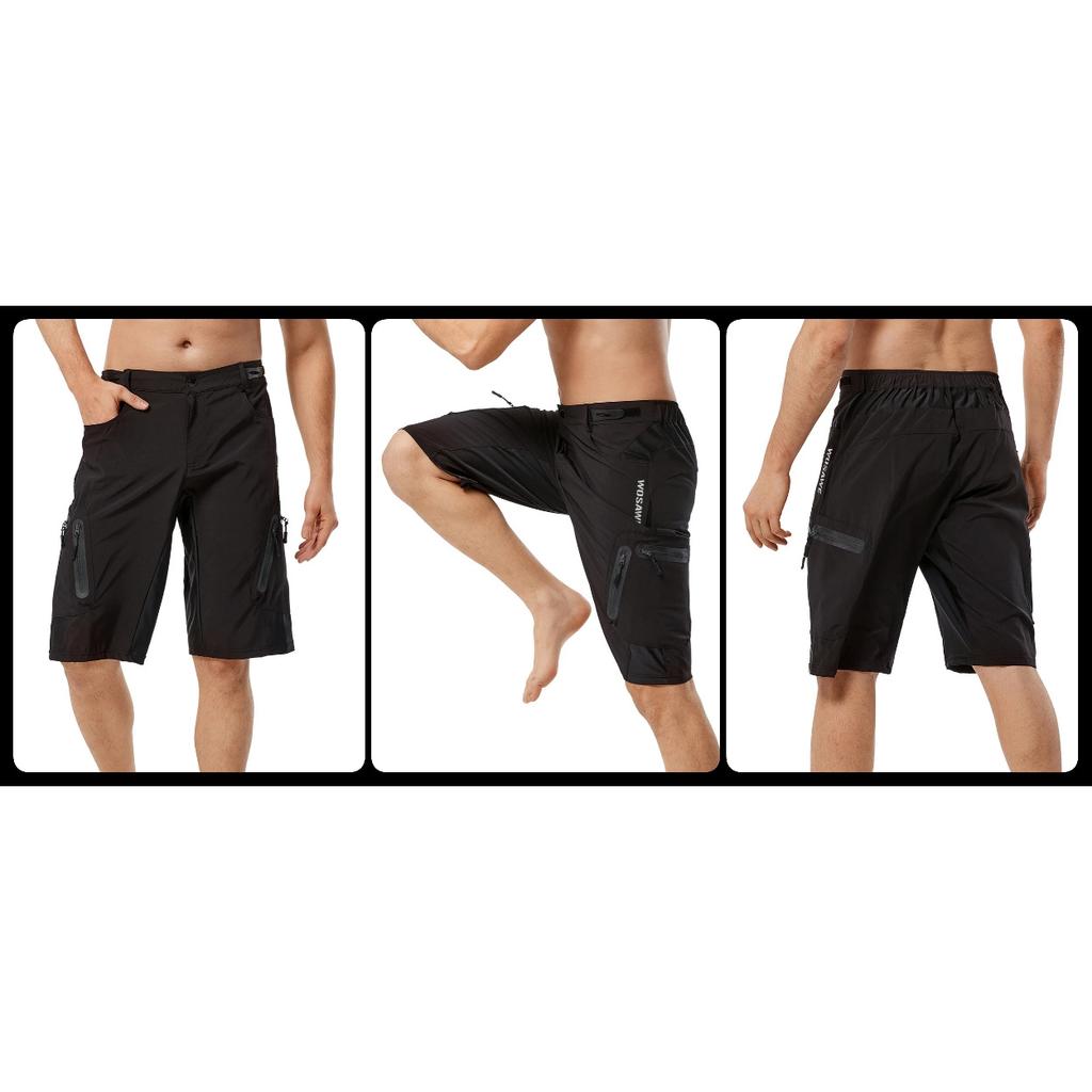 WOSAWE Motorcycle Shorts Men Loose Fit Multi-Pockects MTB Shorts Downhill Mountain Bike Motocross Racing Moto Summer Short Pants