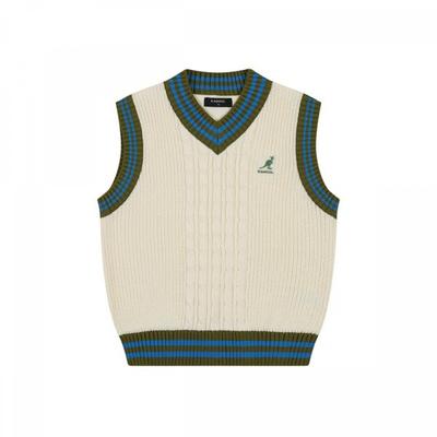 V Neck Cable Knit Vest iVory Sa 0101
