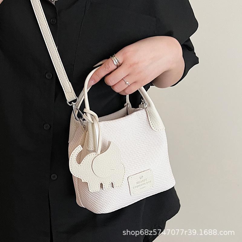 Korean version ins trendy fashion bucket bag women's 2025 spring simple and versatile shoulder bag high-end casual women's bag