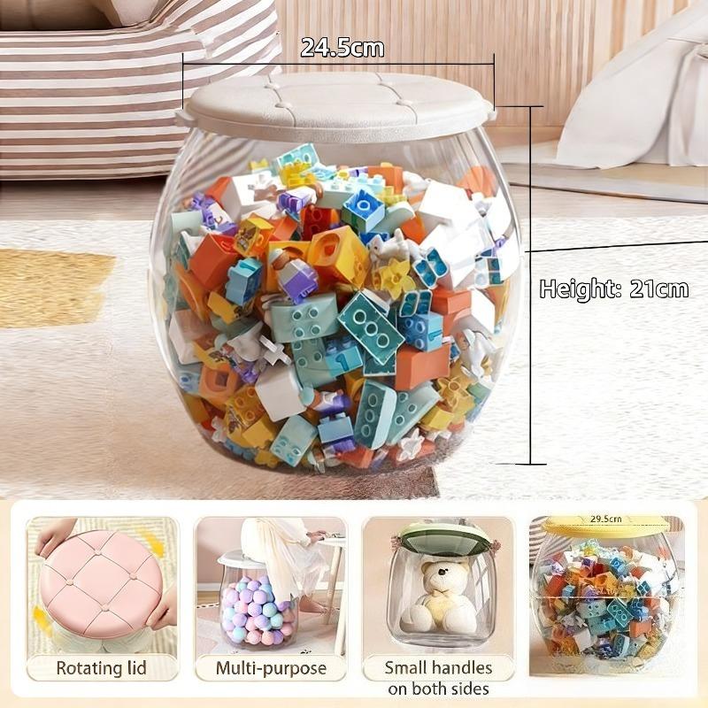 Doll Storage Bucket Toy Storage Stool Transparent Organiz Tube Multi-purpose Large Capacity with Handle Sitt Chang Shoes Stool