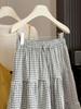 Women's Spring-Summer Plaid Lace-Up A-Line Skirt - Elastic High Waist, Slimming Fit
