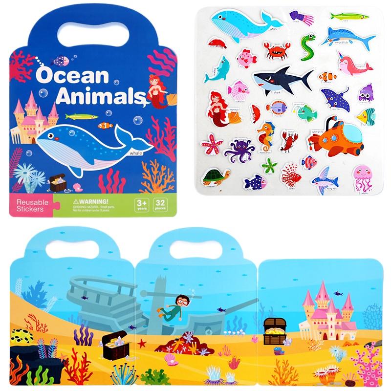 Reusable Bubble Sticker Book Set - 6 Themed Portable Activity Books Perfect for Kids' Imaginative Play and Fine Motor Skills