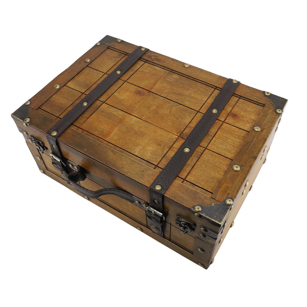 Vintage Wooden Trunk Retro Elegant Decorative Suitcase Storage Box Photo Props Gift