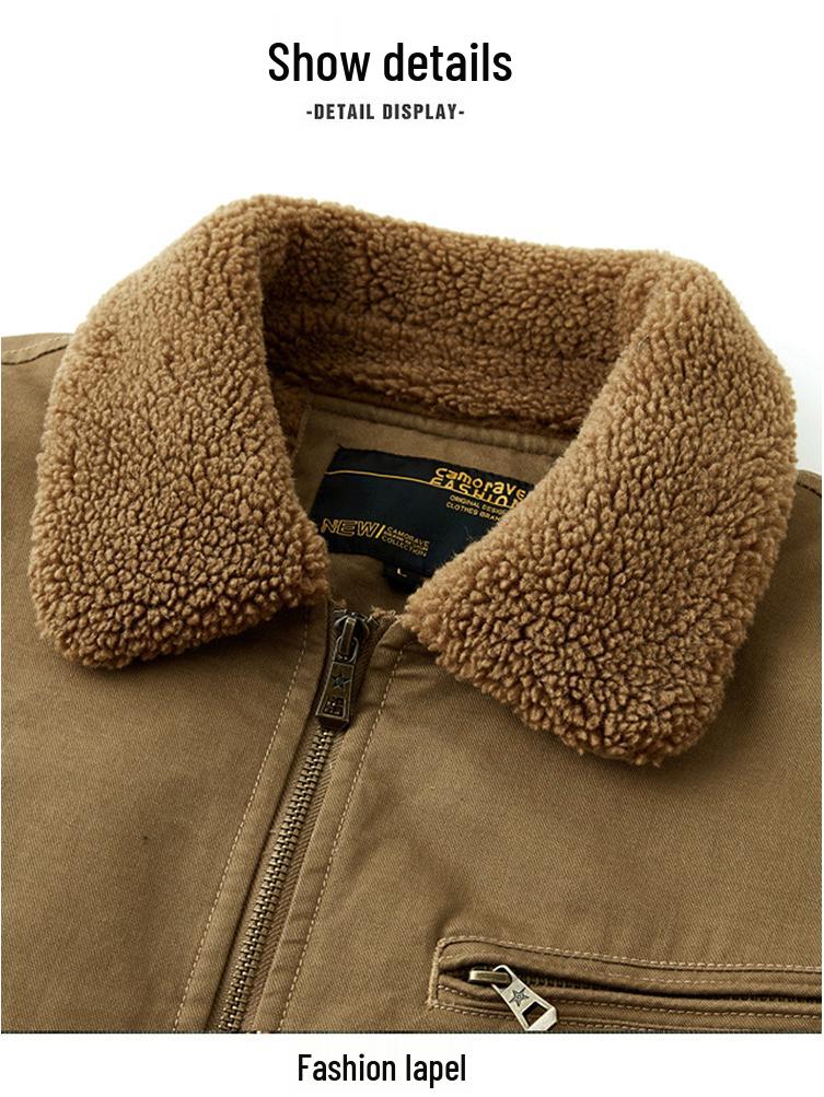 Men's Pilot Jacket - Wool Blend Plush Lined, Thick and Warm, Versatile Workwear Coat, 27% Wool, Cotton Fabric.