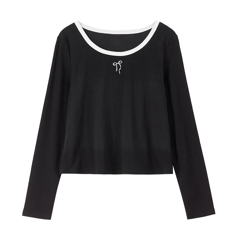 Women's Cotton Blend Knitted Long-Sleeve T-Shirt