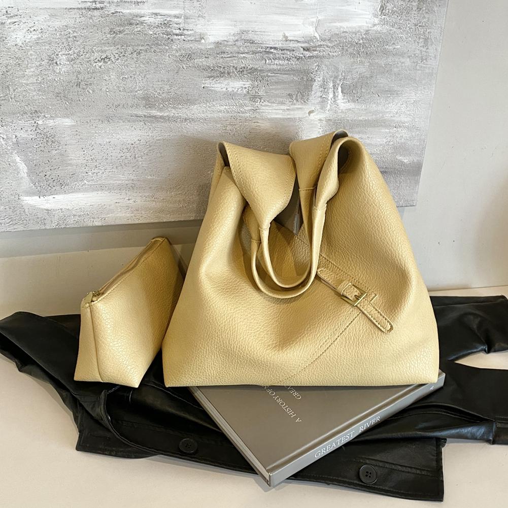 Women PU Shoulder Bag Fashion Tote Bag Large Capacity Slouchy Hobo Bag Solid Color Casual Tote Purse Daily Commuting Bag