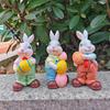 Easters Rabbit Sculpture Colorful Bunnies with Eggs Resins Figurine Statue Ornament for Home and Garden Decoration Gift